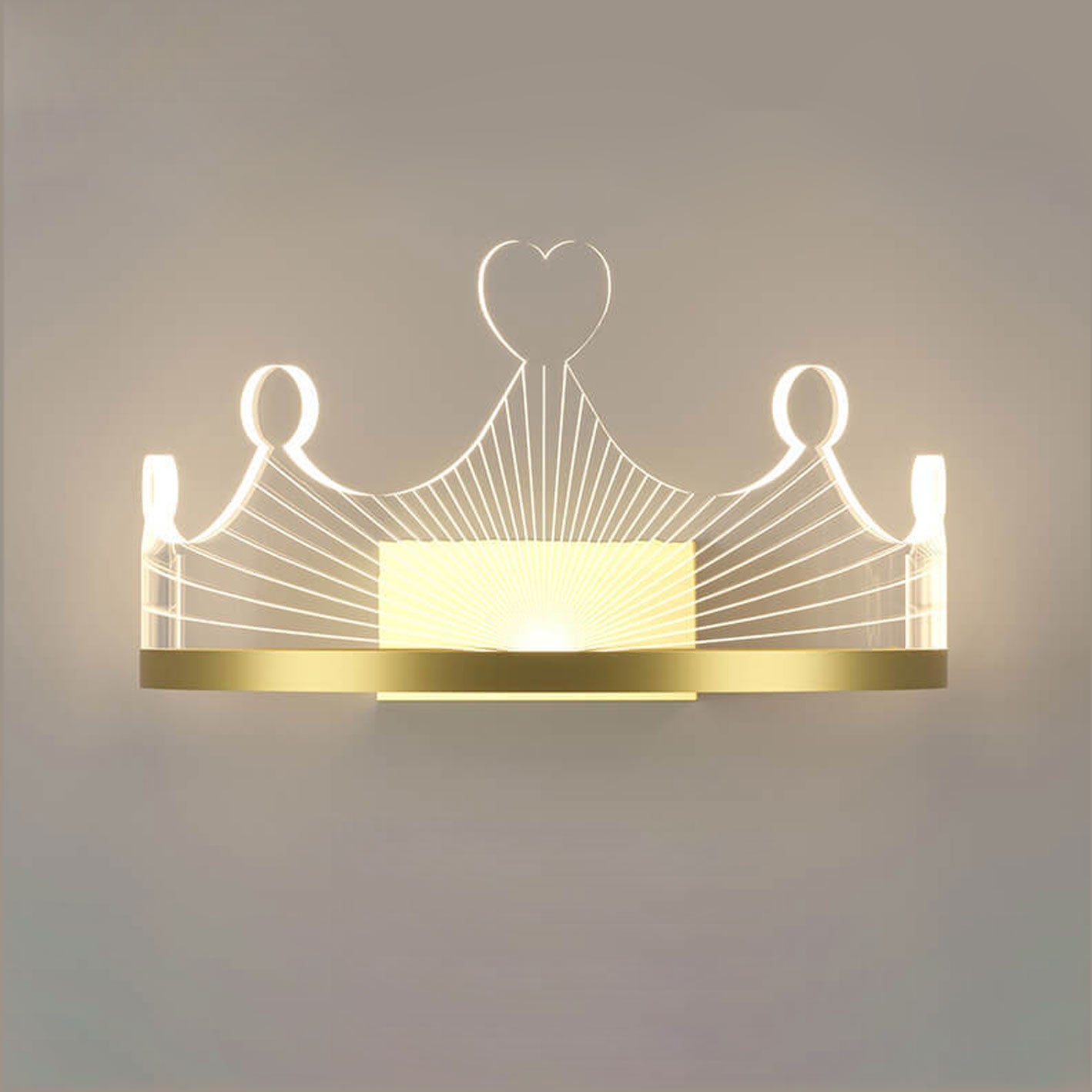 مصباح حائط LED من Nordic Light بتصميم تاج ذهبي فاخر مصنوع من الحديد والأكريليك 
