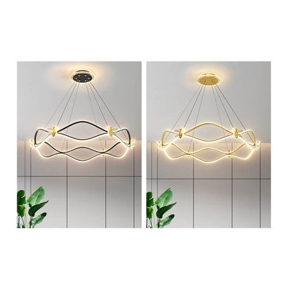 ثريا جزيرة LED بإضاءة 3/4 ضوء مصنوعة من الحديد المموج بتصميم عصري بسيط 