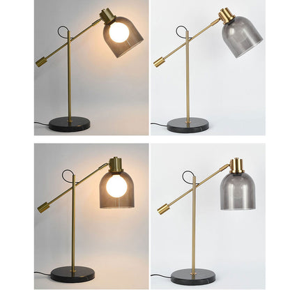 Postmodern Smoke Gray Glass Dome Metal  Arm 1-Light Table Lamp