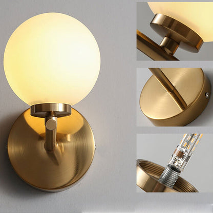 Nordic Creative Milk White Round Ball Metal Magic Bean 1/2/3 Light Wall Sconce Lamp