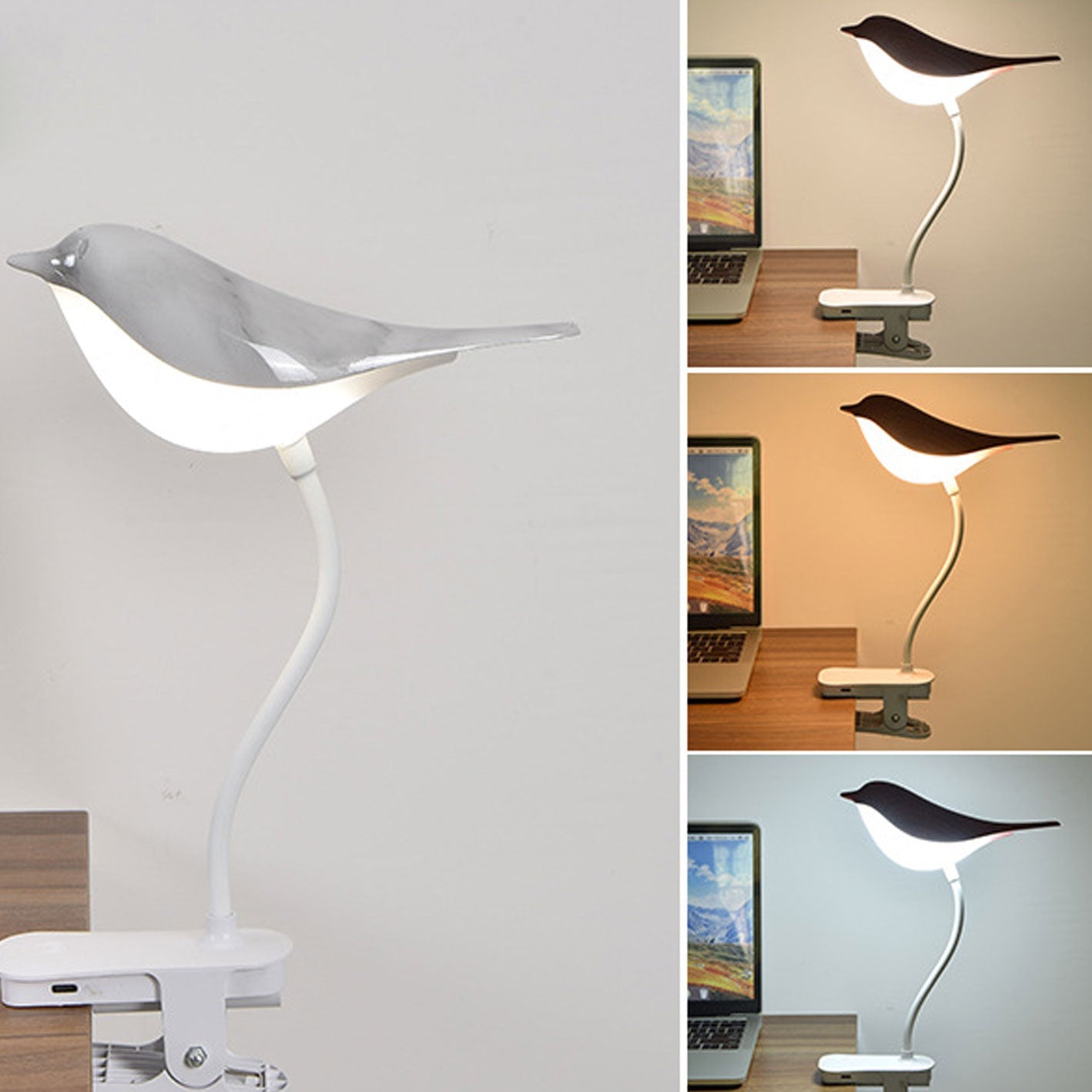 Nordic Creative Bird Clip USB Charging LED Night Light Table Lamp