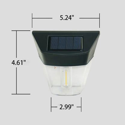 مصباح حائط LED خارجي مقاوم للماء على شكل شبه منحرف شفاف يعمل بالطاقة الشمسية من ABS 