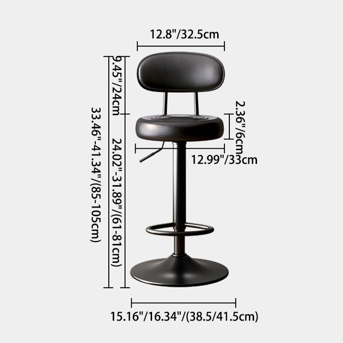 Modern Minimalist Round Upholstered Curved Backrest Microfiber Leather Metal Bar Stool For Dining Room