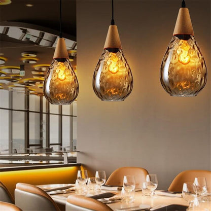 Water Ripple Glass 1-Light Drop Shaped Pendant Light
