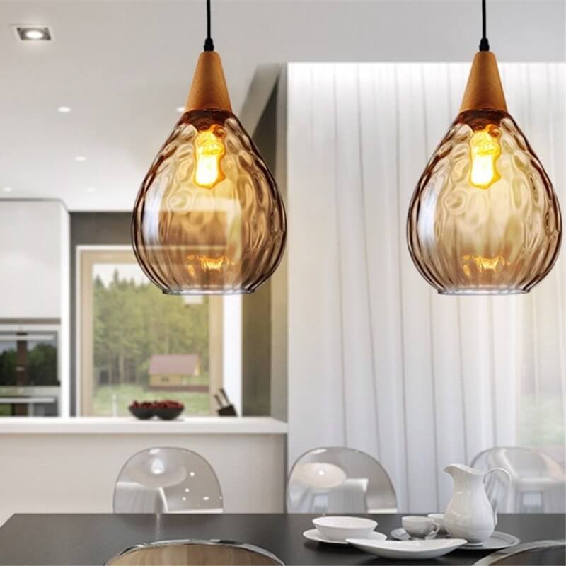 Water Ripple Glass 1-Light Drop Shaped Pendant Light