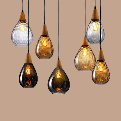 Water Ripple Glass 1-Light Drop Shaped Pendant Light