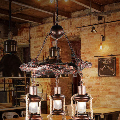 Vintage Nautical 3/7-Light Metal Lantern Chandeliers