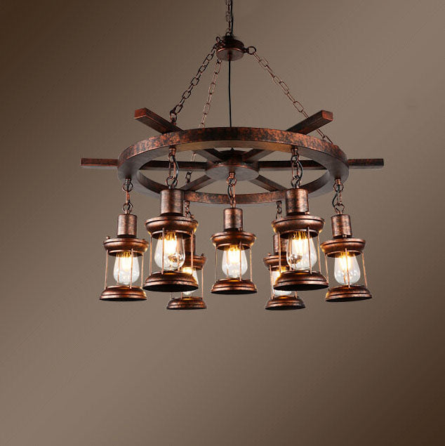 Vintage Nautical 3/7-Light Metal Lantern Chandeliers