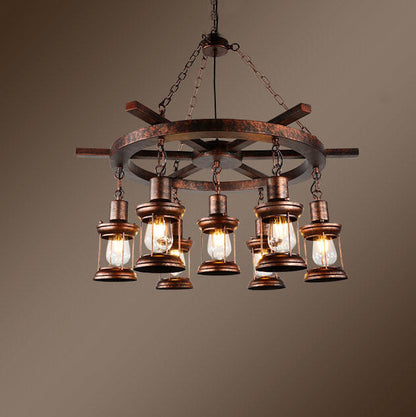 Vintage Nautical 3/7-Light Metal Lantern Chandeliers