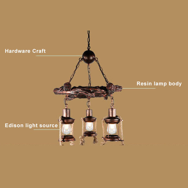 Vintage Nautical 3/7-Light Metal Lantern Chandeliers