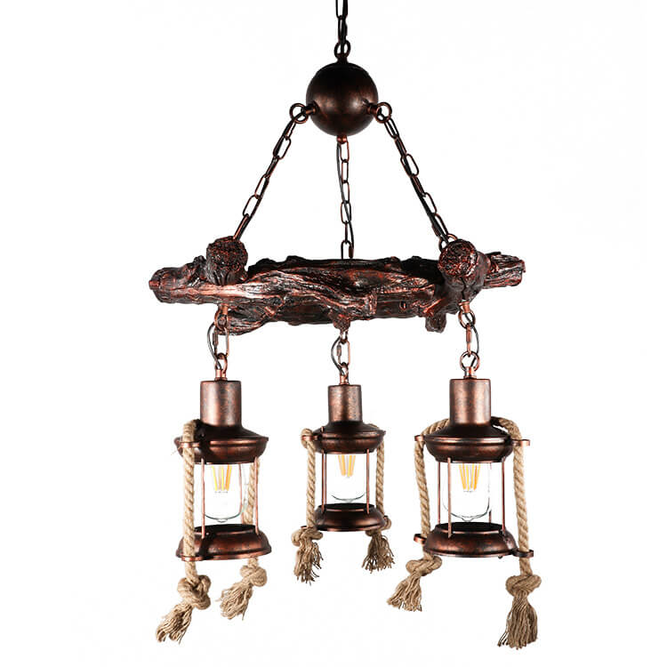 Vintage Nautical 3/7-Light Metal Lantern Chandeliers