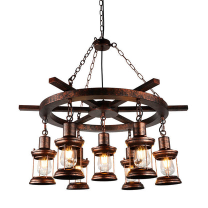 Vintage Nautical 3/7-Light Metal Lantern Chandeliers