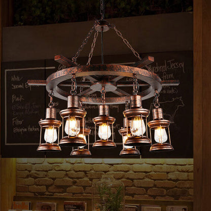 Vintage Nautical 3/7-Light Metal Lantern Chandeliers