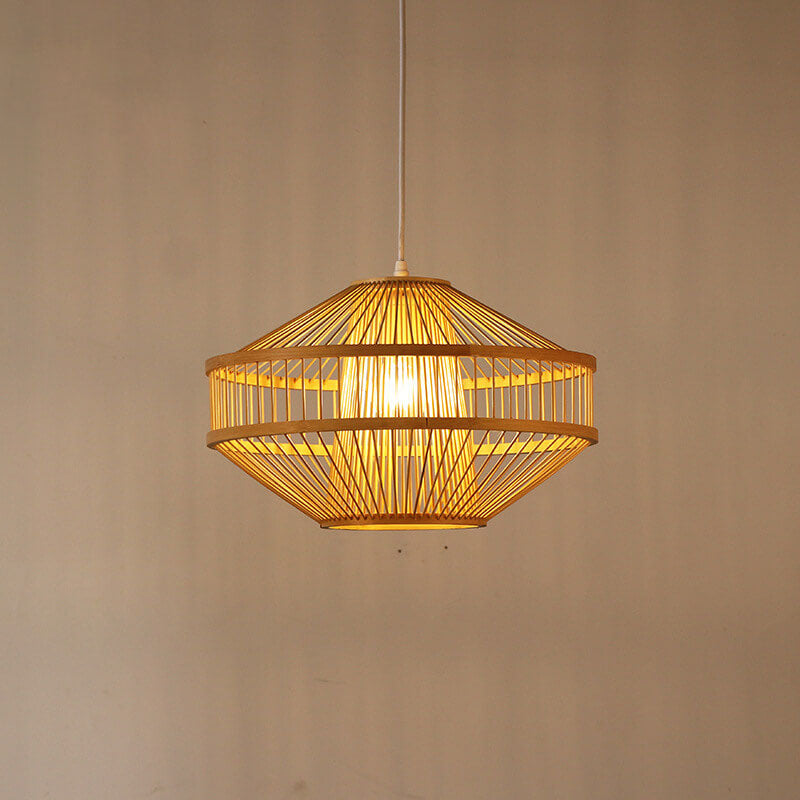 Modern Bamboo Weaving 1-Light Globe Lantern Pendant Light