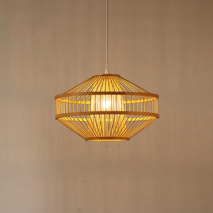 Modern Bamboo Weaving 1-Light Globe Lantern Pendant Light