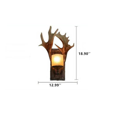 Vintage Antique Antler 1-Light Wall Sconce Lamp