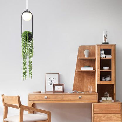 Glass Ball 1-Light Plant Hanging Pendant Light
