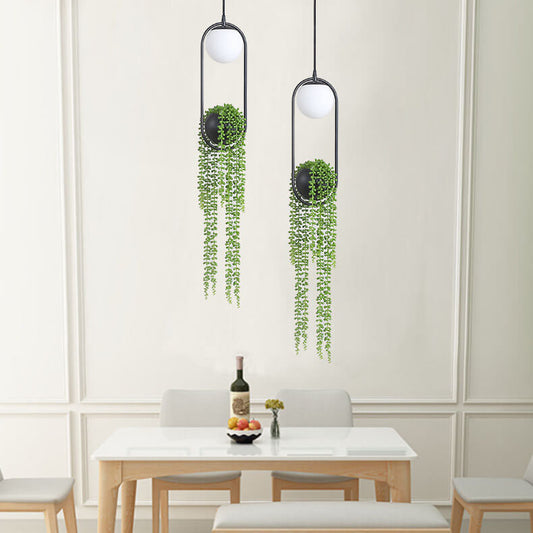 Glass Ball 1-Light Plant Hanging Pendant Light