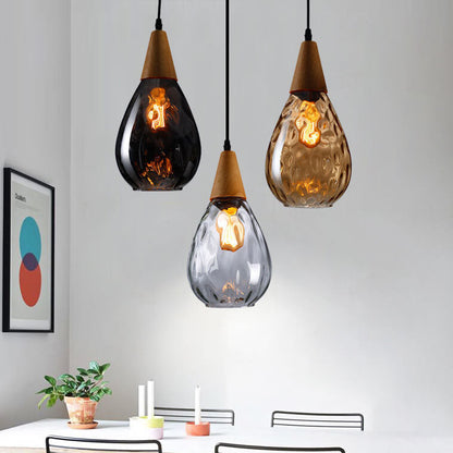 Water Ripple Glass 1-Light Drop Shaped Pendant Light