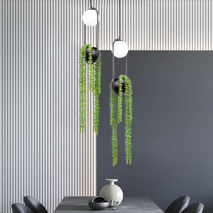 Glass Ball 1-Light Plant Hanging Pendant Light