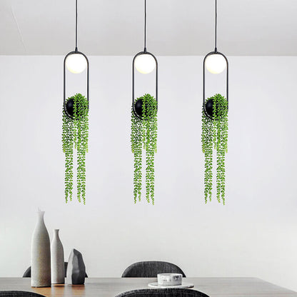 Glass Ball 1-Light Plant Hanging Pendant Light