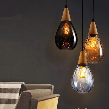 Water Ripple Glass 1-Light Drop Shaped Pendant Light