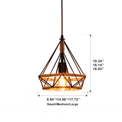 Industrial Diamond Cage Metal 1-Light Pendant Light