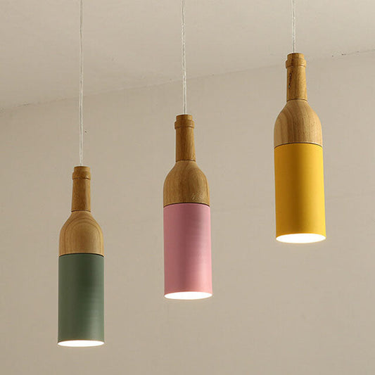 Nordic Creative Macaroon Wine Bottle 1-Light Pendant Light