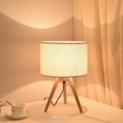Modern Fabric Wooden 1-Light Table Lamps