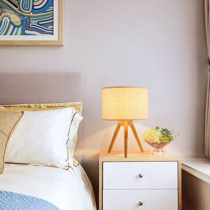 Modern Fabric Wooden 1-Light Table Lamps