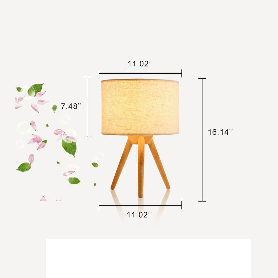 Modern Fabric Wooden 1-Light Table Lamps