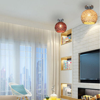 Modern Colorful 1-Light Dome Semi-Flush Mount Light