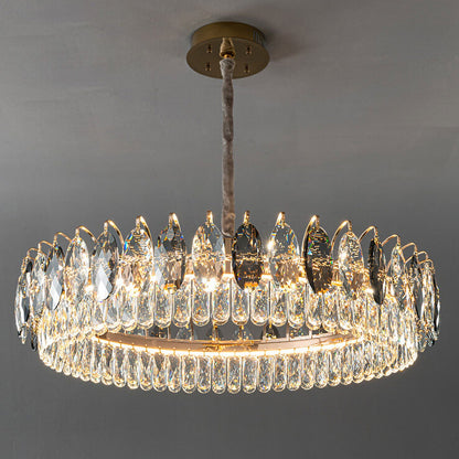 European Light Luxury Round Crystal LED Chandelier