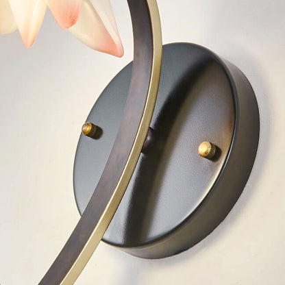 Modern Chinese Lotus Ceramic Resin 1-Light Wall Sconce Lamp