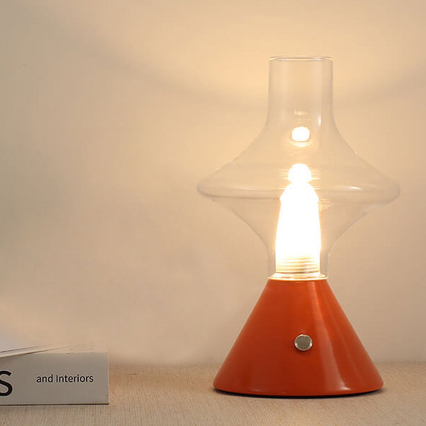 Nordic Retro High Boron Glass USB Charging LED Night Light Table Lamp