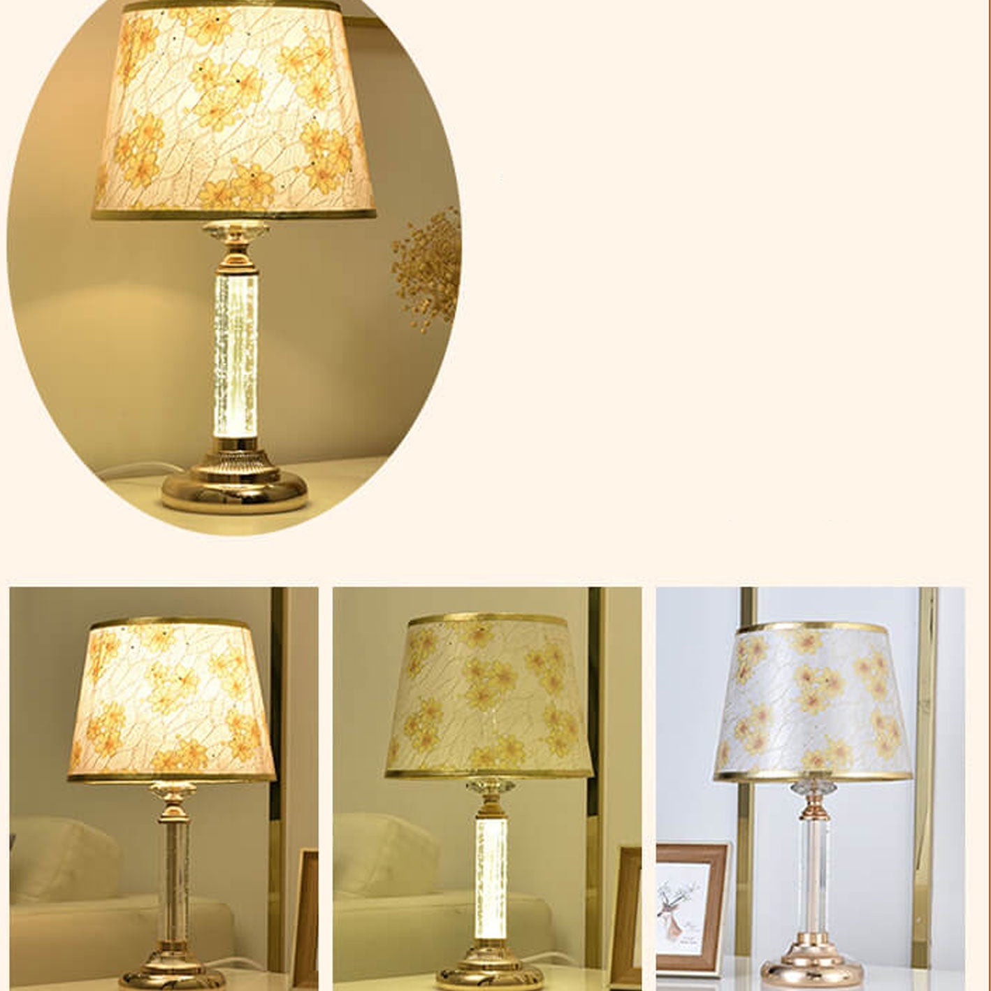 European Crystal Brightness Adjustable Remote Control 1-Light Table Lamp
