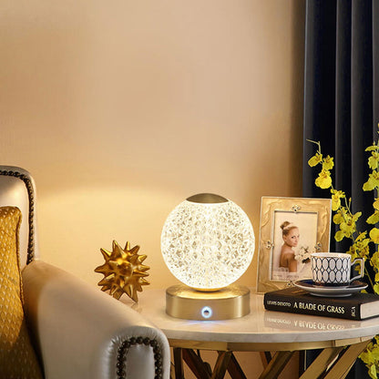 Modern Luxury Brass Acrylic Round Ball LED Table Lamp