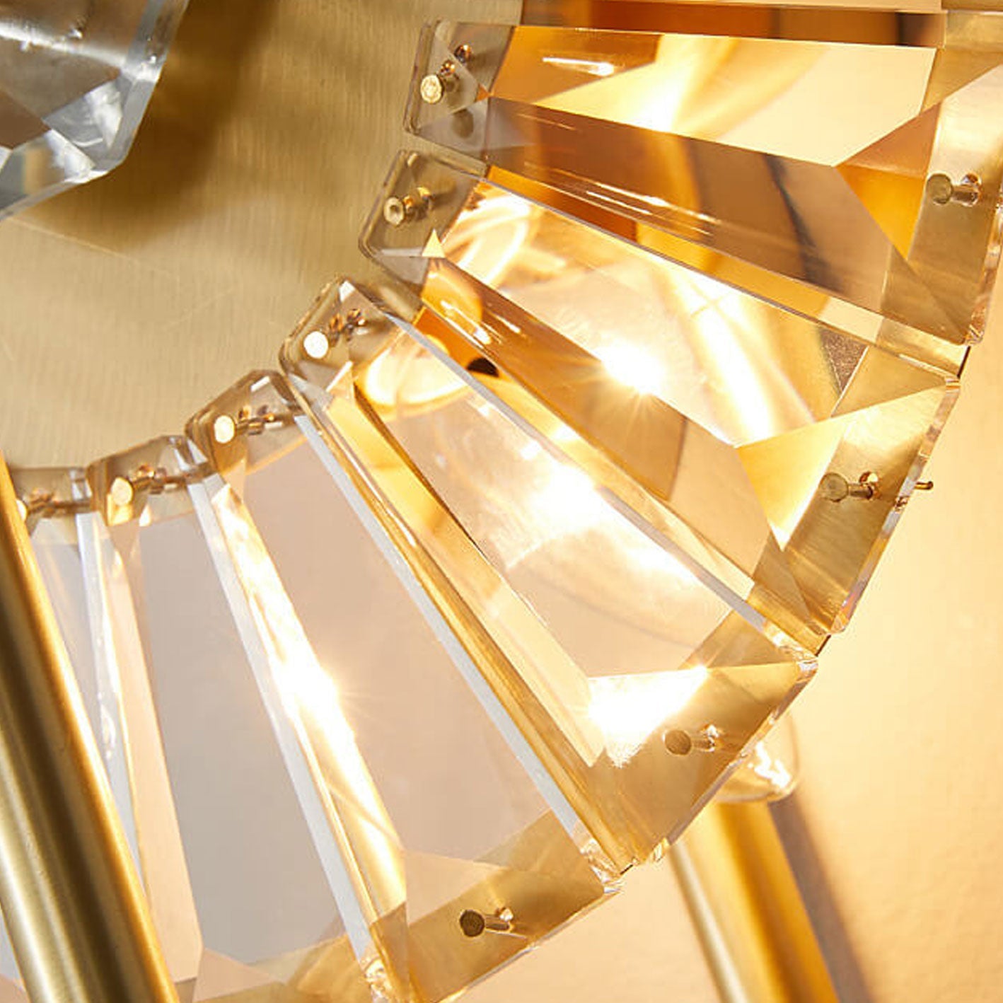 Nordic Luxury Brass Crystal Geometric Ring 2/3 Light Wall Sconce Lamp