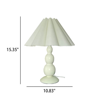 Vintage Petal Pleated Fabric Shade Gourd Base 1-Light Table Lamp