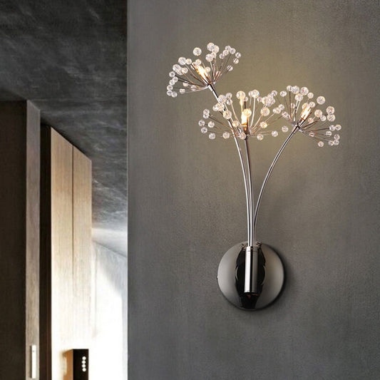 Modern Light Luxury Crystal Dandelion 3-Light Wall Sconce Lamp