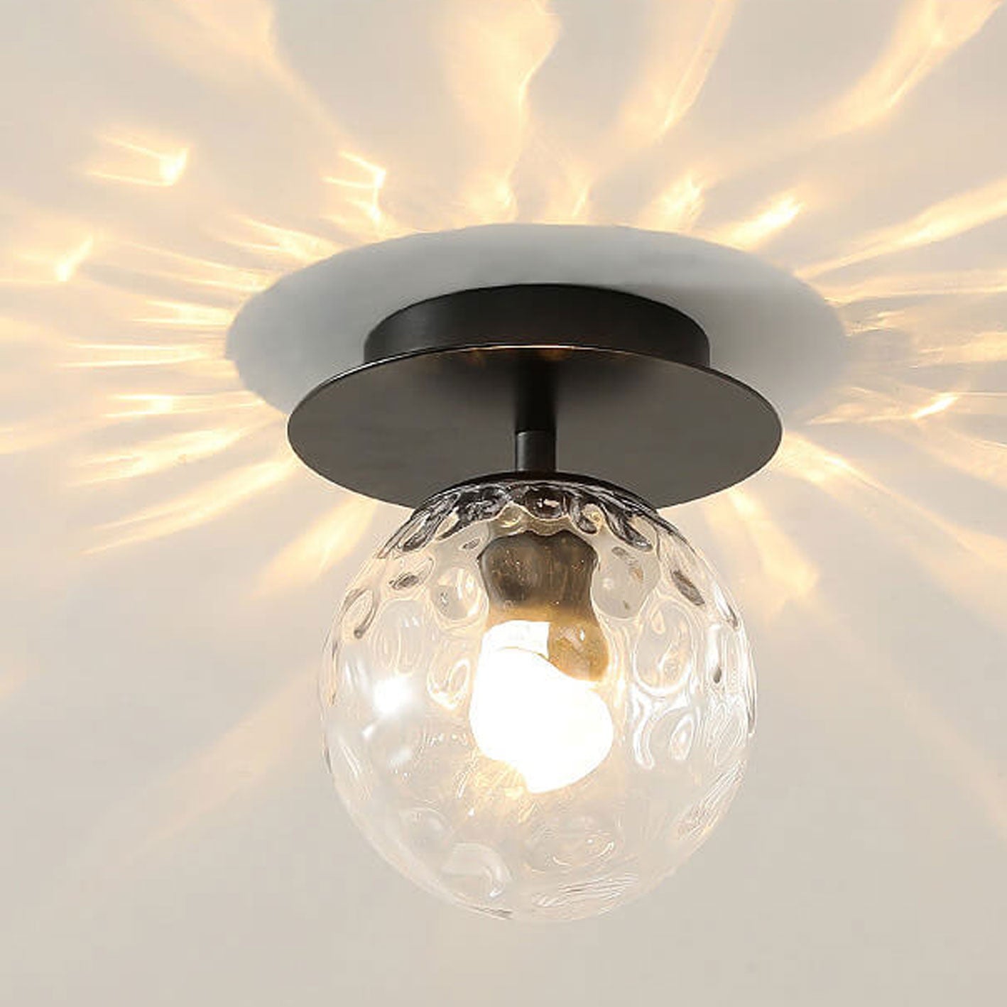 Nordic Water Glass Orb 1-Light Semi-Flush Mount Ceiling Light