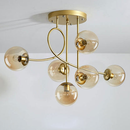 Nordic Light Luxury Magic Bean Glass Ball 6-Light Semi-Flush Mount Ceiling Light