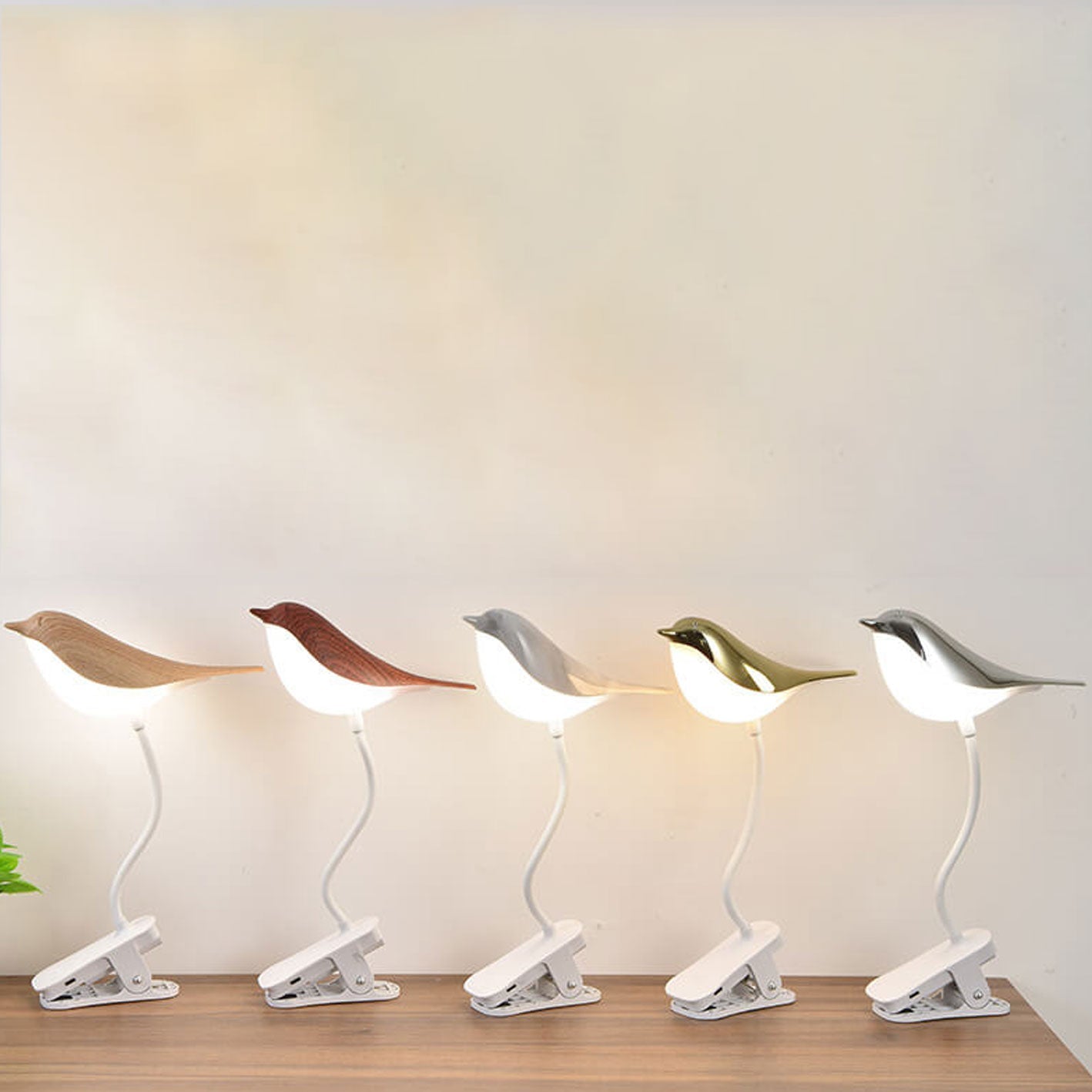 Nordic Creative Bird Clip USB Charging LED Night Light Table Lamp
