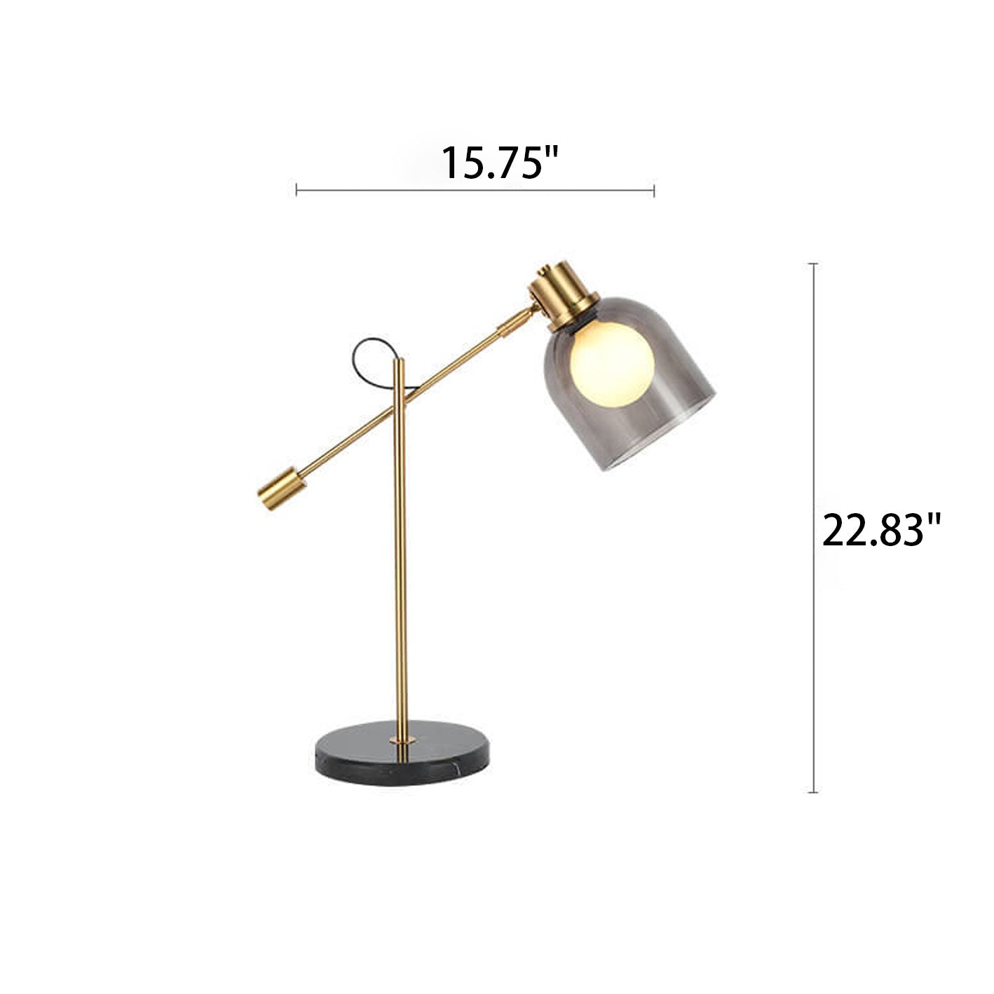 Postmodern Smoke Gray Glass Dome Metal  Arm 1-Light Table Lamp