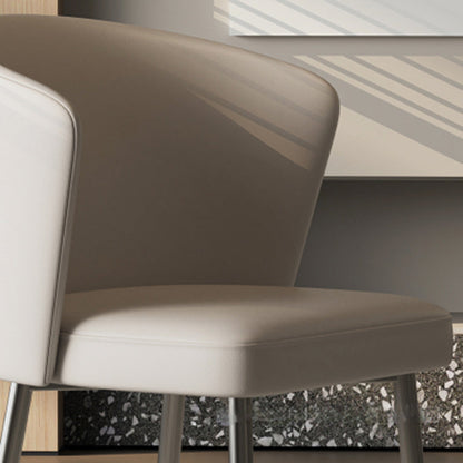Contemporary Luxury Square Upholstered Microfiber Leather Carbon Steel Dining Chair Curved Backrest For Dining Room