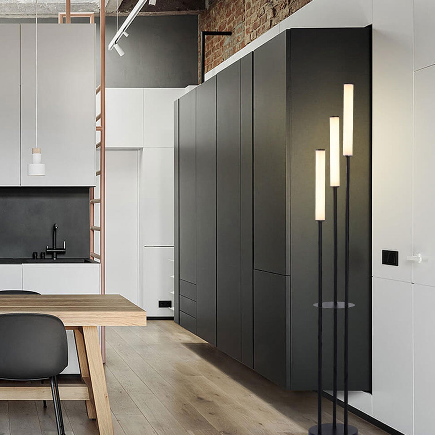 Modern Minimalist Creative Long Bar Design 3-Light LED Standing Floor Lamp