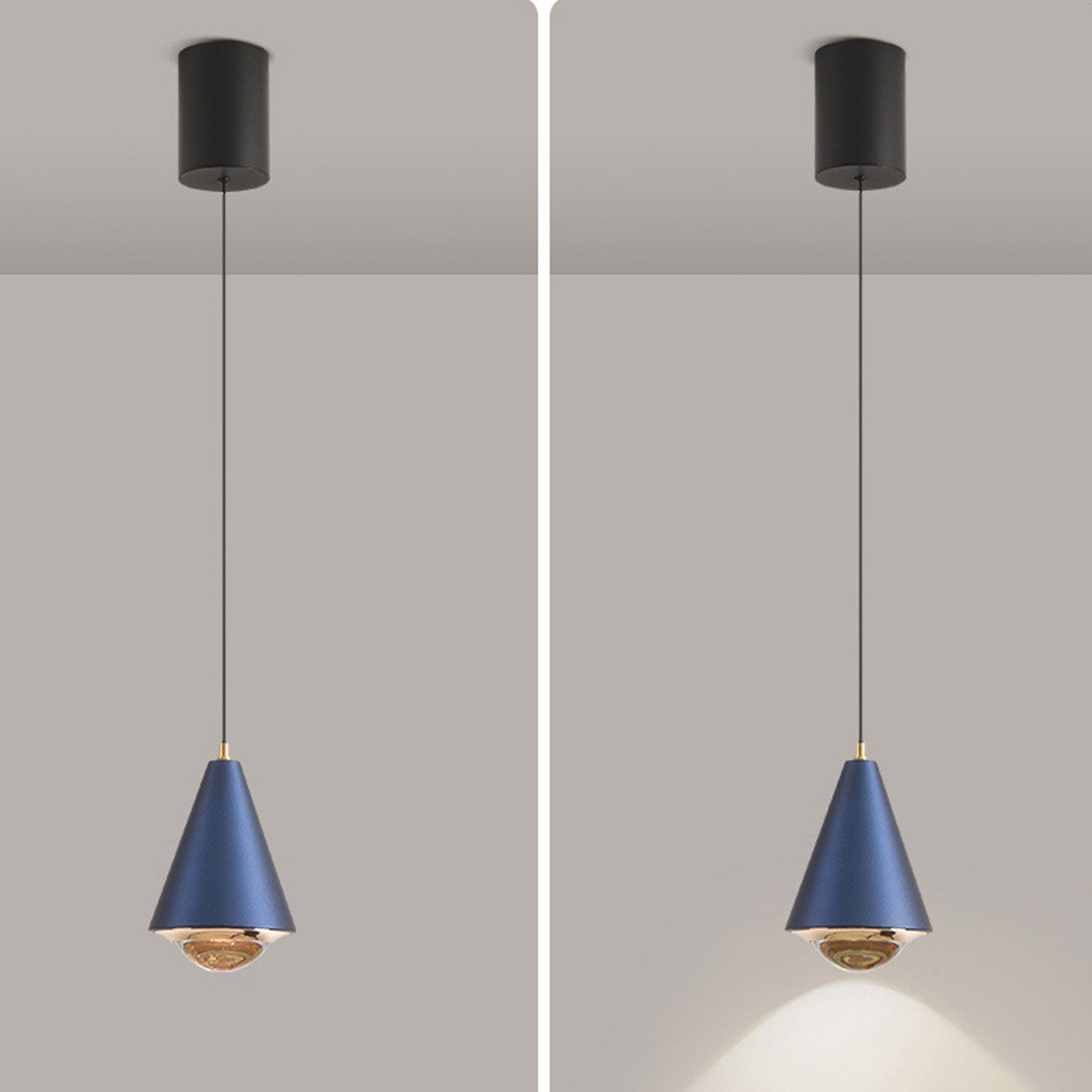 Modern Minimalist Solid Color Free Lift Conical 1-Light Pendant Light