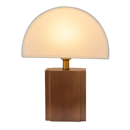 Vintage Semicircle Fabric Wooden Base 1-Light Table Lamp