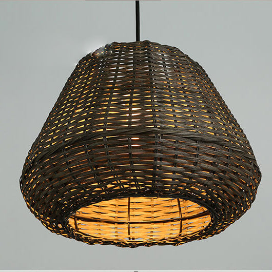 Modern Rattan Vintage Southeast Asian Style 1-Light Pendant Light
