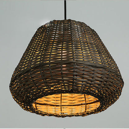 Modern Rattan Vintage Southeast Asian Style 1-Light Pendant Light